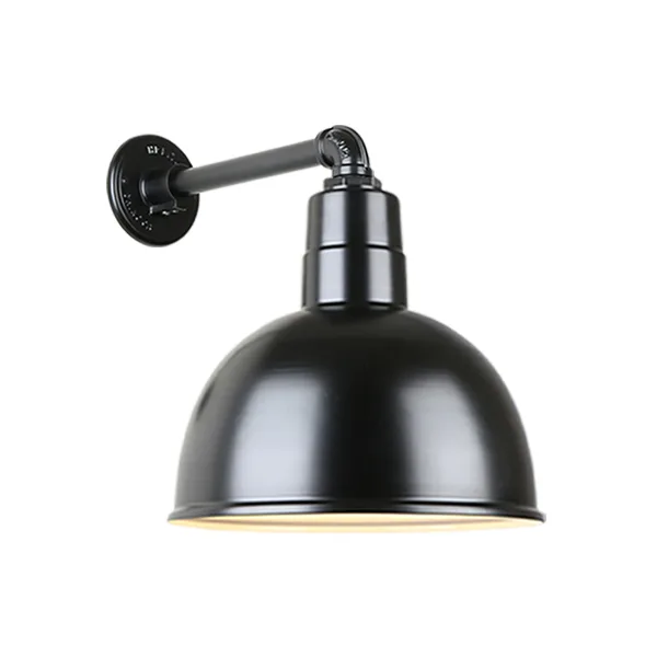 Deep Bowl Shade One Light Outdoor Gooseneck Light in Black
