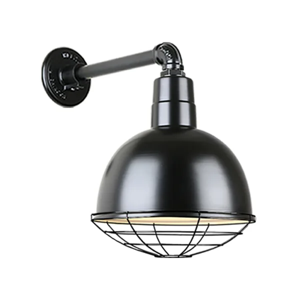 Deep Bowl Shade One Light Outdoor Gooseneck Light in Black