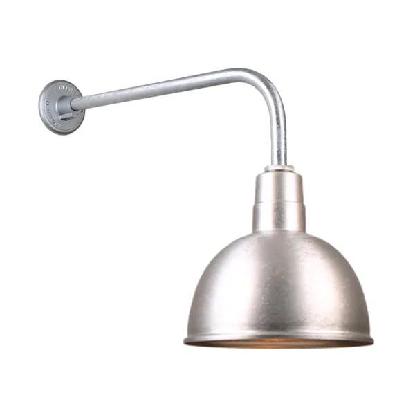 Deep Bowl Shade One Light Outdoor Gooseneck Light in Galvanized