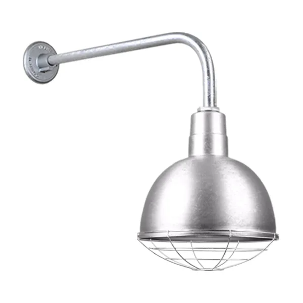 Deep Bowl Shade One Light Outdoor Gooseneck Light in Galvanized