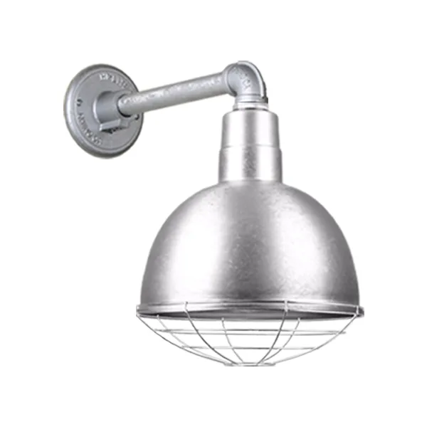 Deep Bowl Shade One Light Outdoor Gooseneck Light in Galvanized