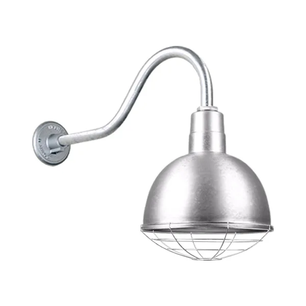 Deep Bowl Shade One Light Outdoor Gooseneck Light in Galvanized