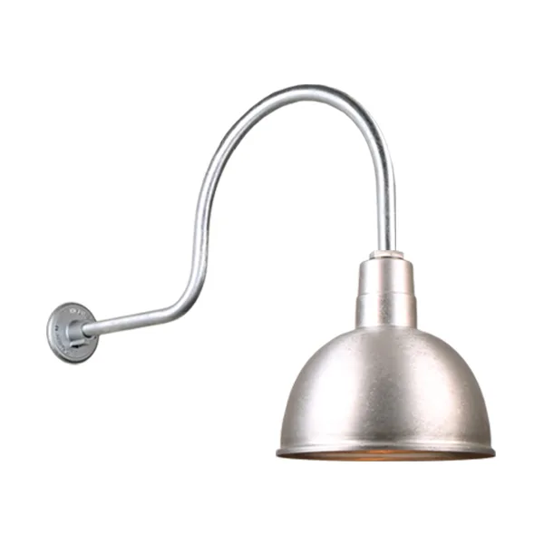 Deep Bowl Shade One Light Outdoor Gooseneck Light in Galvanized