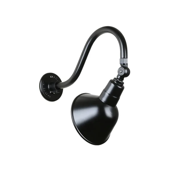 Angle Shade Outdoor Gooseneck Wall Light in Black