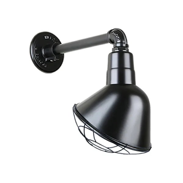 Angle Shade Outdoor Gooseneck Wall Light with Wire Guard