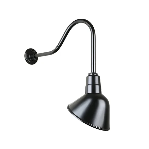 Angle Shade Outdoor Gooseneck Wall Light in Black