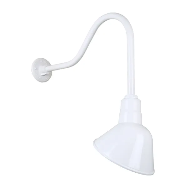 Angle Shade Outdoor Gooseneck Wall Light in White