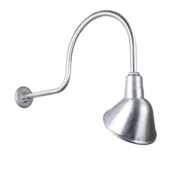 Angle Shade Outdoor Gooseneck Wall Light in Galvanized