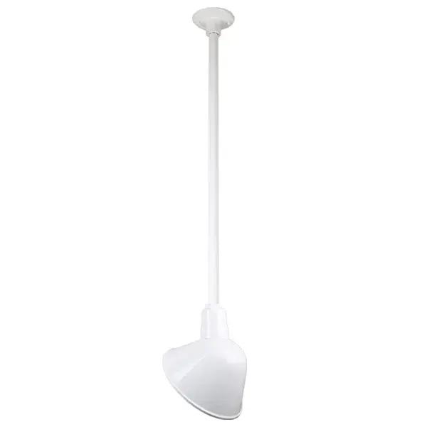 A timeless deep bowl pendant that brings industrial charm to any space. The clean white aluminum shade works beautifully in modern farmhouse kitchens or commercial settings. Damp-rated for covered outdoor use.