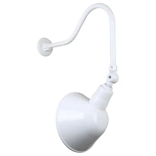 Angle Shade Outdoor Gooseneck Wall Light in White