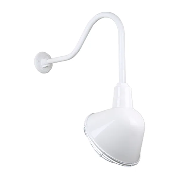 Angle Shade Outdoor Gooseneck Wall Light with Wire Guard
