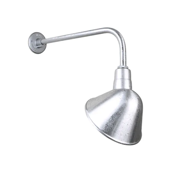 Angle Shade One Light Outdoor Gooseneck Light in Galvanized