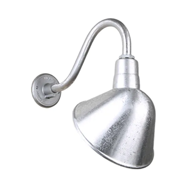 Angle Shade One Light Outdoor Gooseneck Light in Galvanized