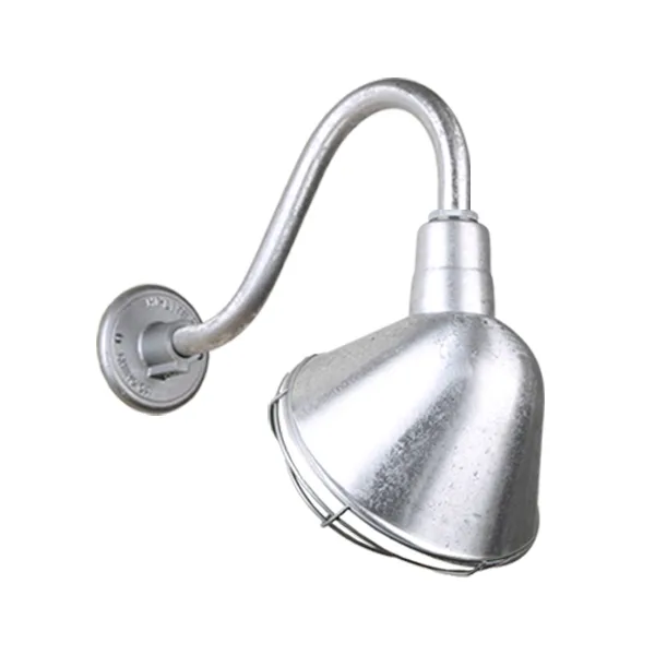 Angle Shade One Light Outdoor Gooseneck Light in Galvanized