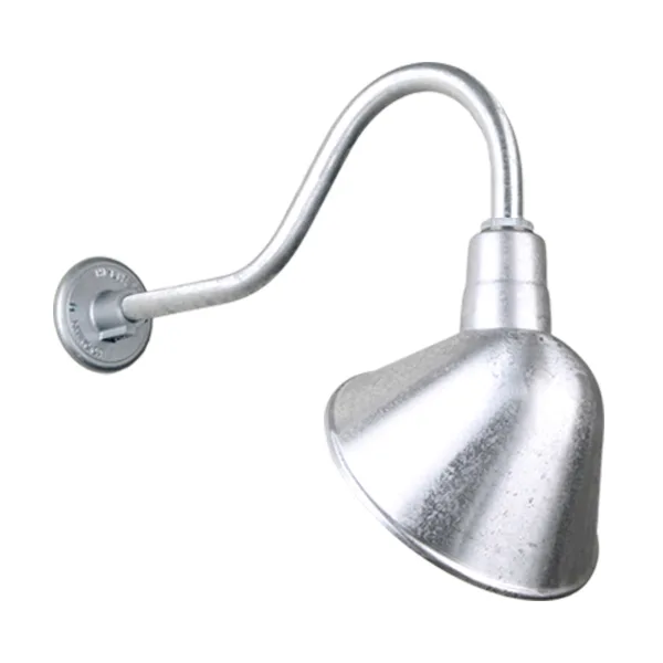 Angle Shade One Light Outdoor Gooseneck Light in Galvanized