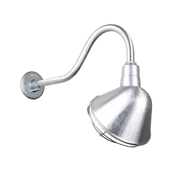 Angle Shade One Light Outdoor Gooseneck Light in Galvanized
