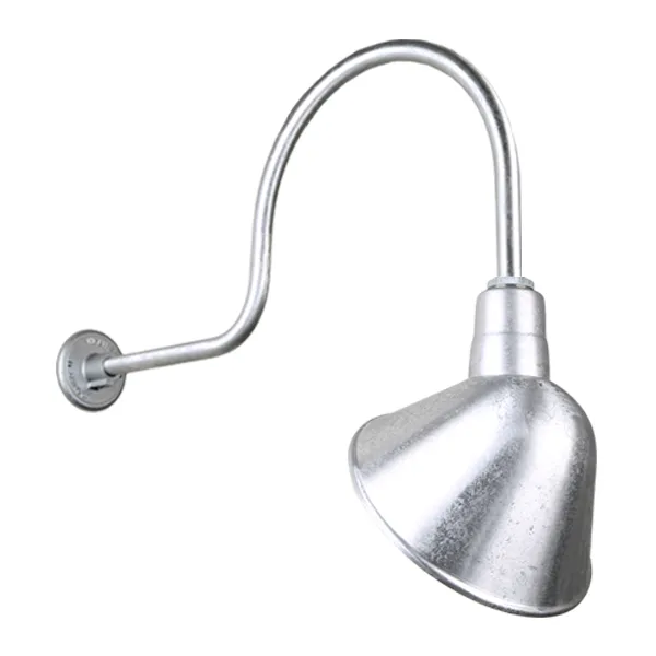 Angle Shade One Light Outdoor Gooseneck Light in Galvanized