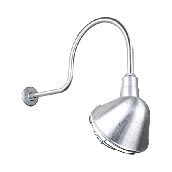 Angle Shade One Light Outdoor Gooseneck Light in Galvanized