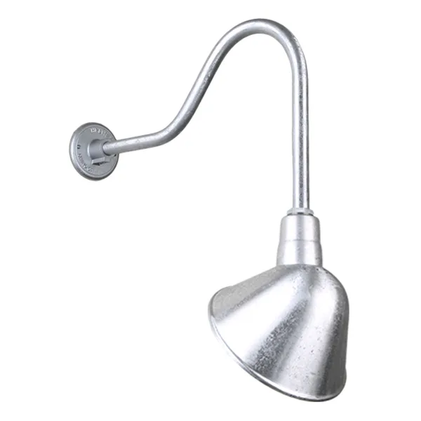 Angle Shade One Light Outdoor Gooseneck Light in Galvanized