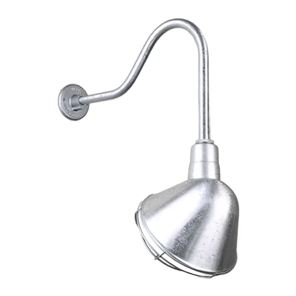 Angle Shade One Light Outdoor Gooseneck Light in Galvanized