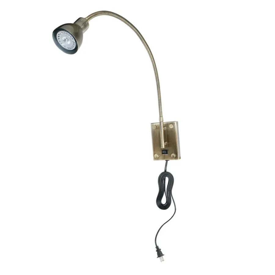 LED Gooseneck Wall Light in Antique Brass - Image 1
