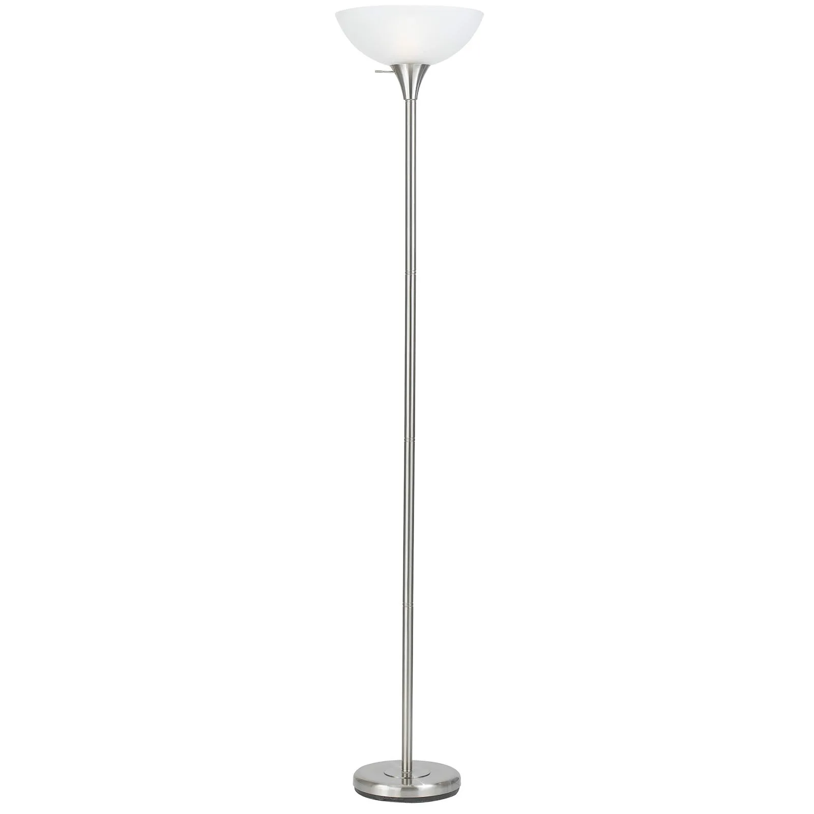 150W 3-Way Metal Torchiere Floor Lamp with Frosted Glass Shade