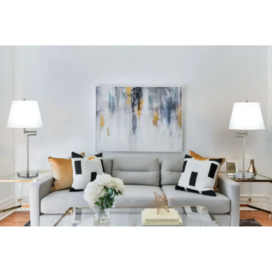 Versatile 3-Way Metal Table Lamp with Classic Brushed Steel Finish - Image 2