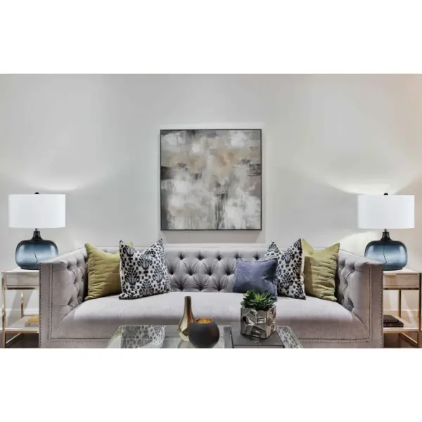 The Christi table lamp features distinctive navy blue bubble glass construction that adds coastal charm to any space. With 3-way lighting control and durable glass design, it offers both style and functionality. - alternate view