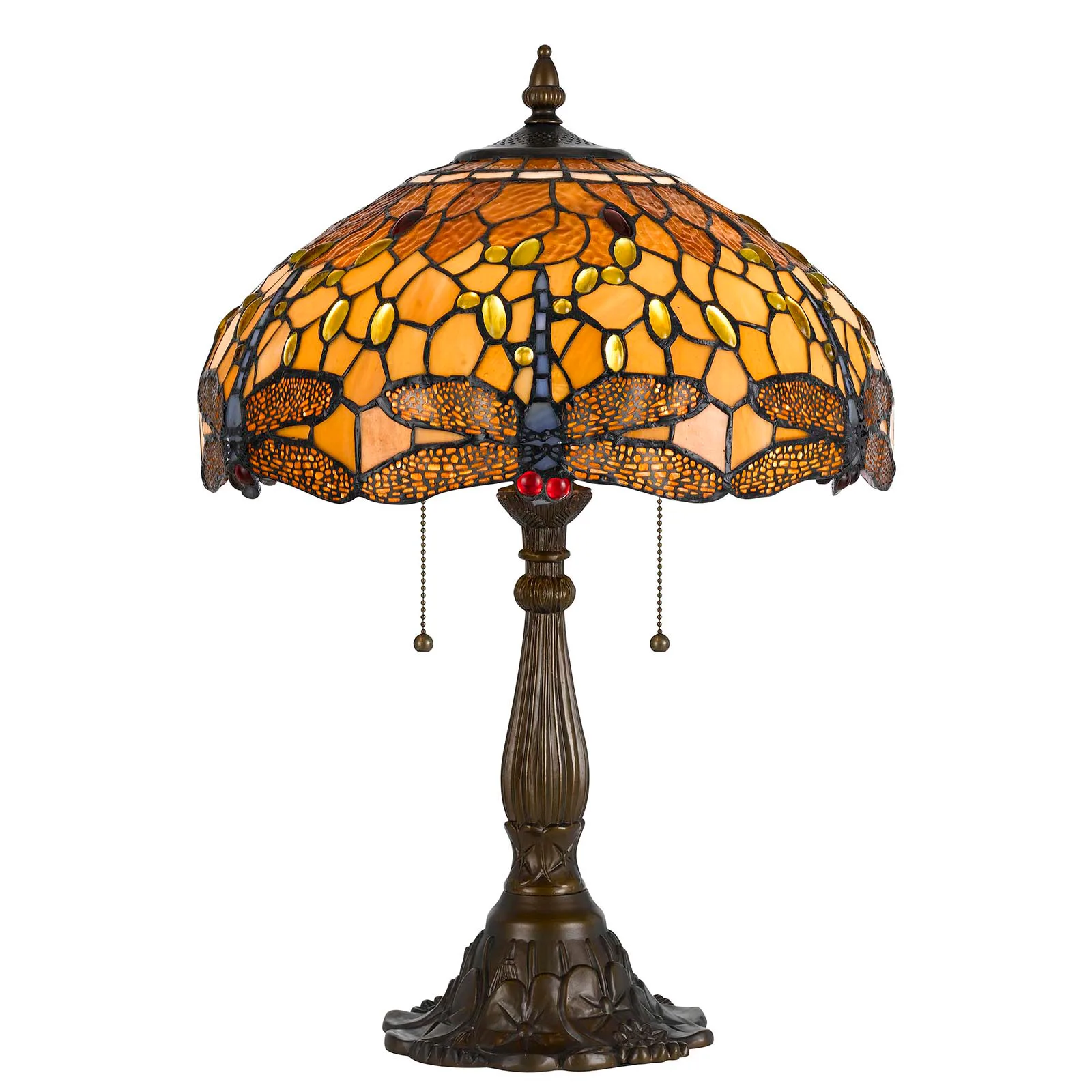 Tiffany Stained Glass Table Lamp with Zinc Cast Base