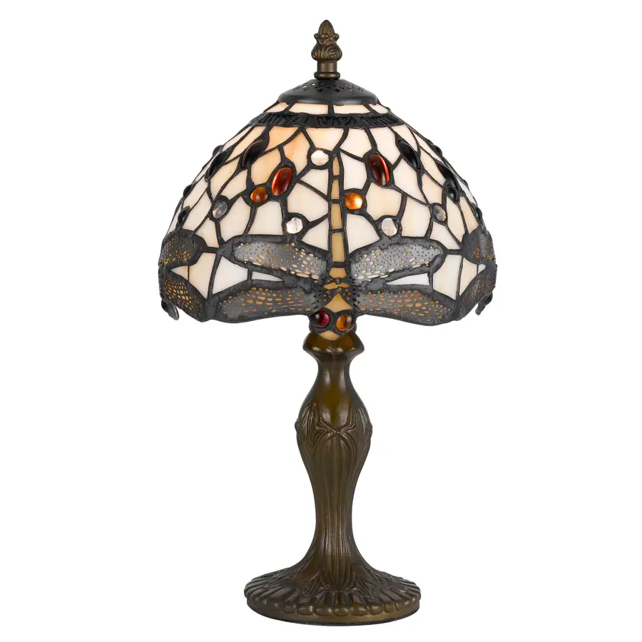 Tiffany Stained Glass Accent Lamp with Zinc Base - Image 1