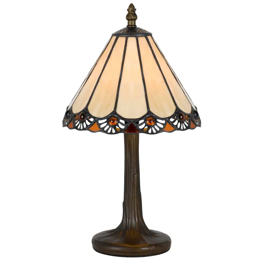 Tiffany Stained Glass Accent Lamp with Zinc Base - Image 1