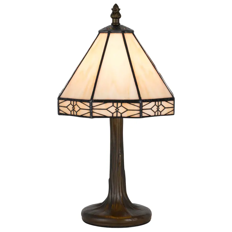 Tiffany Stained Glass Accent Lamp with Zinc Base - Image 1
