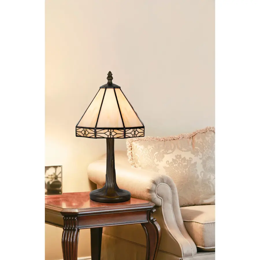 Tiffany Stained Glass Accent Lamp with Zinc Base - Image 2
