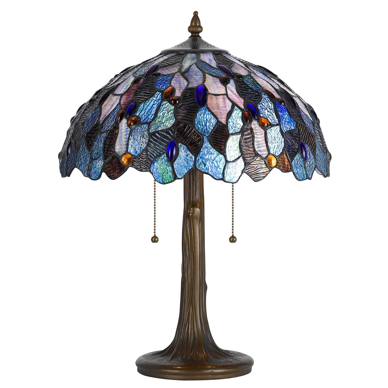 Tiffany Stained Glass Table Lamp with Zinc Cast Base