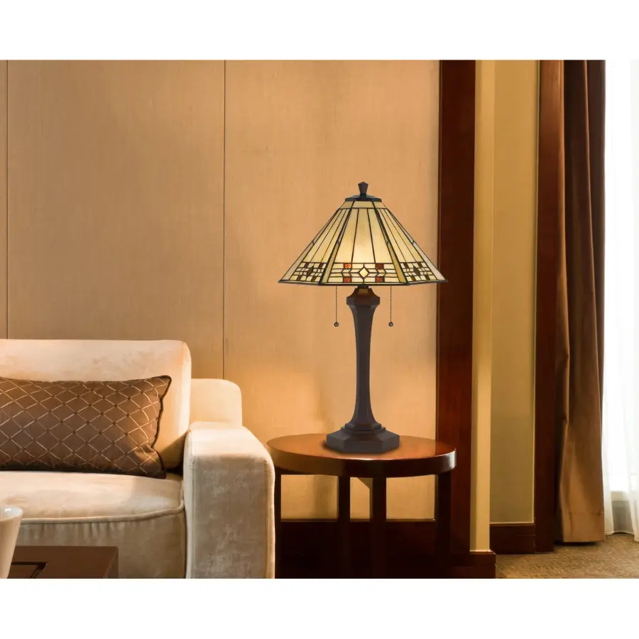 Tiffany Style Stained Glass Table Lamp - Image 3