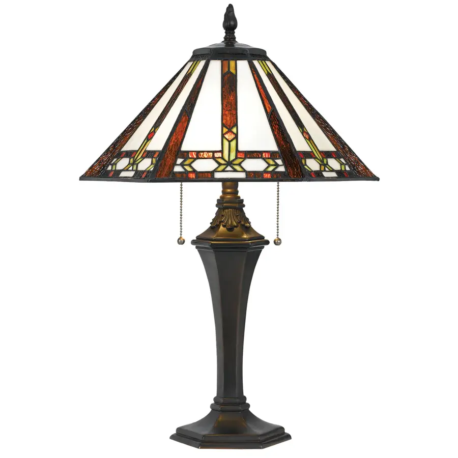 Tiffany Style Stained Glass Double Light Table Lamp