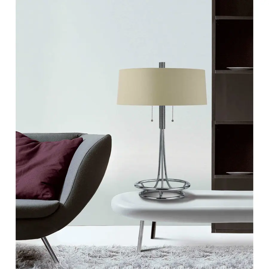 Leccemetal Table Lamp with Burlap Shade - Image 2