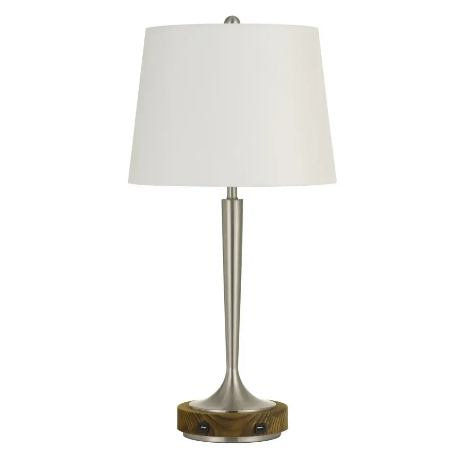 Chester Metal Table Lamp with Wood Accent Base - Image 1