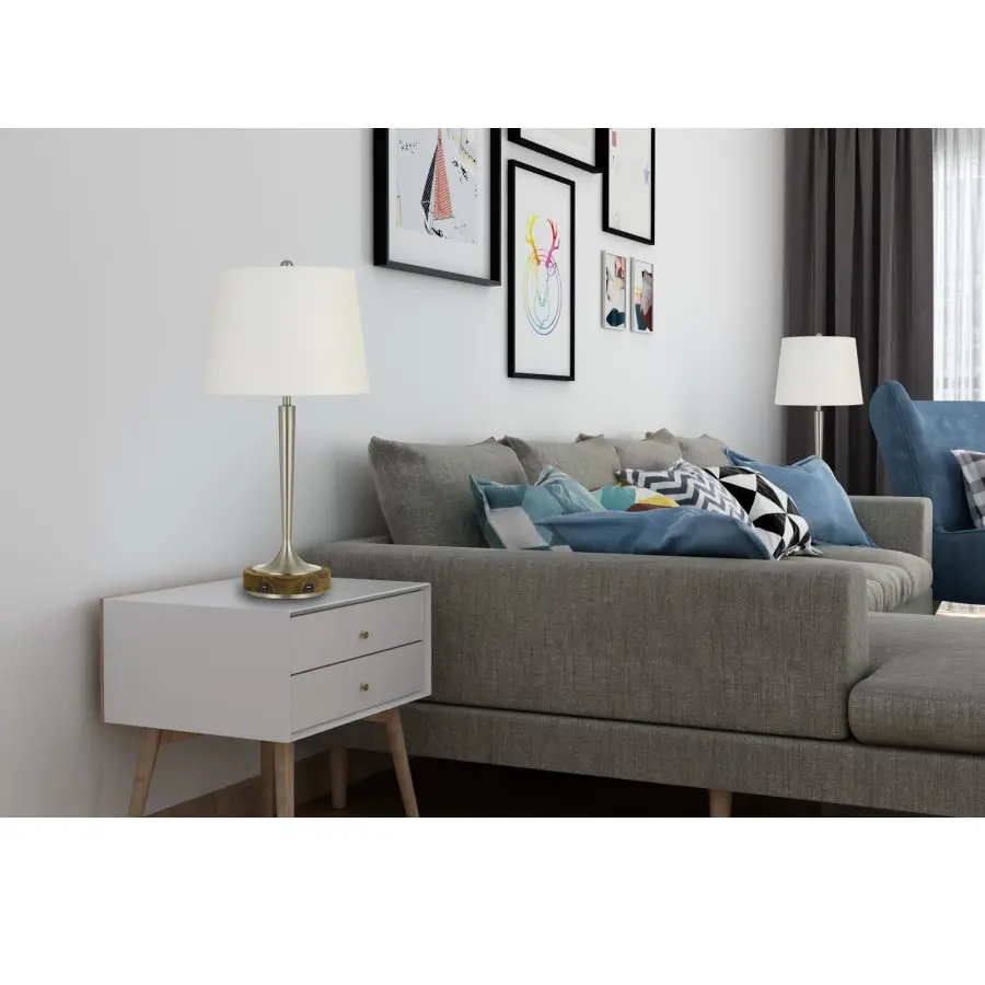 Chester Metal Table Lamp with Wood Accent Base - Image 2