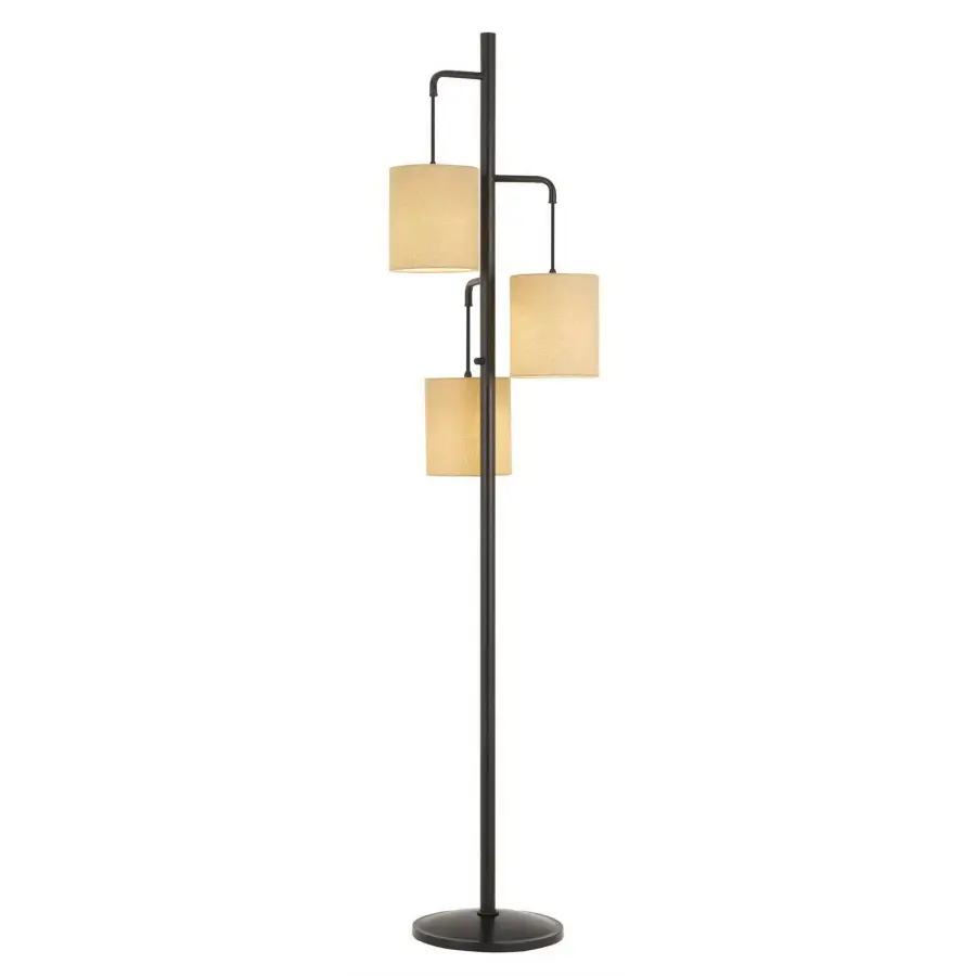 Kirkwall Metal Lantern Floor Lamp with Fabric Shade - Image 1