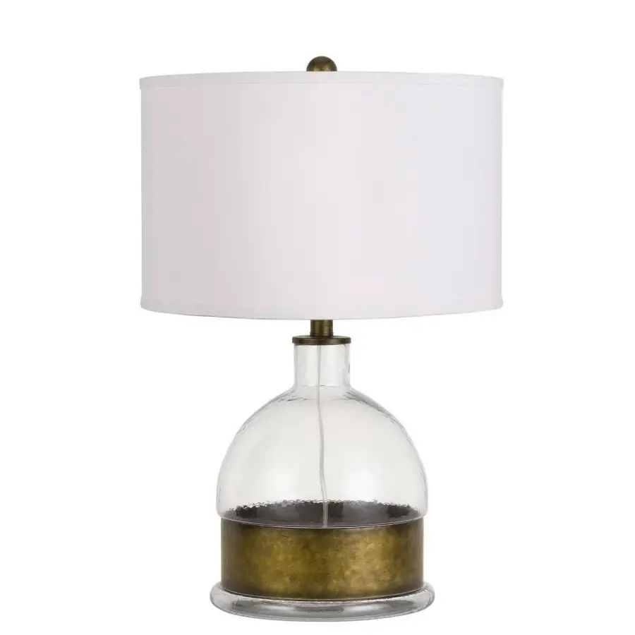 Rapallo Glass Table Lamp with Antique Brass Accents - Image 1