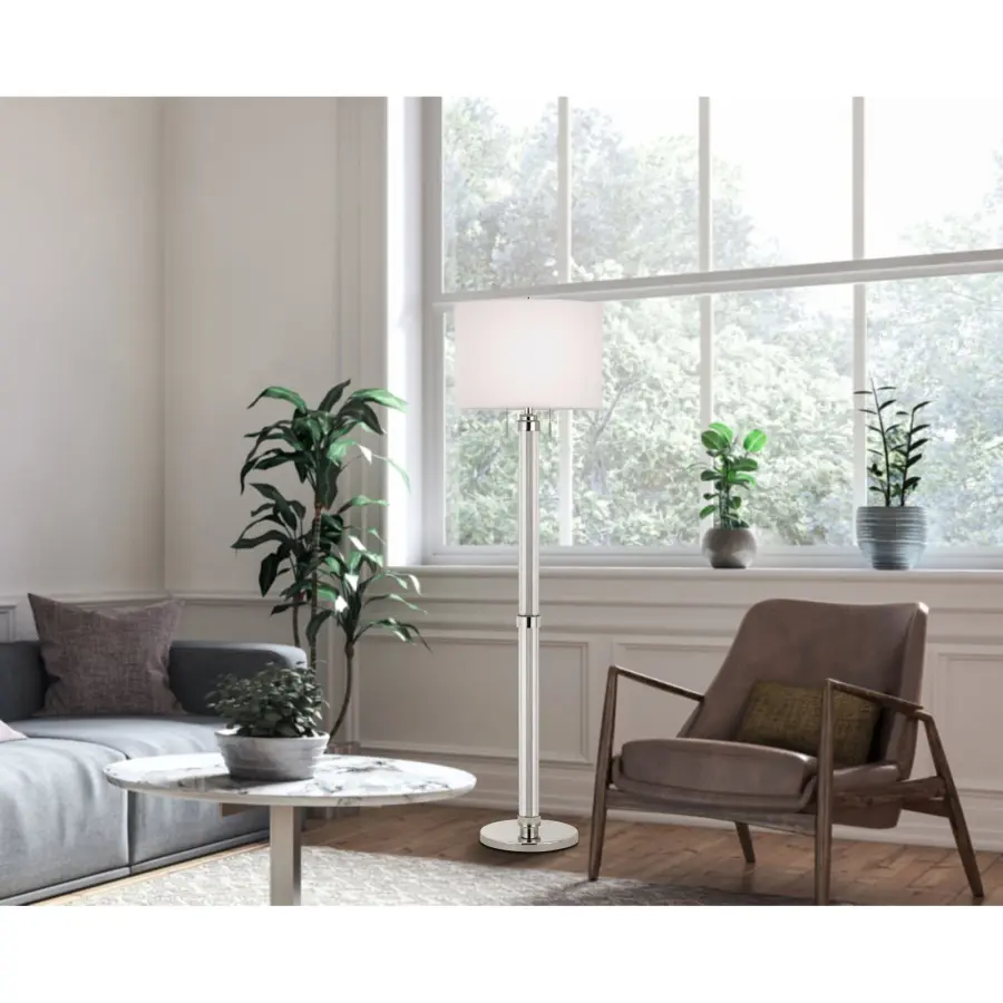 Montilla 60" Metal Floor Lamp with Fabric Drum Shade - Image 2
