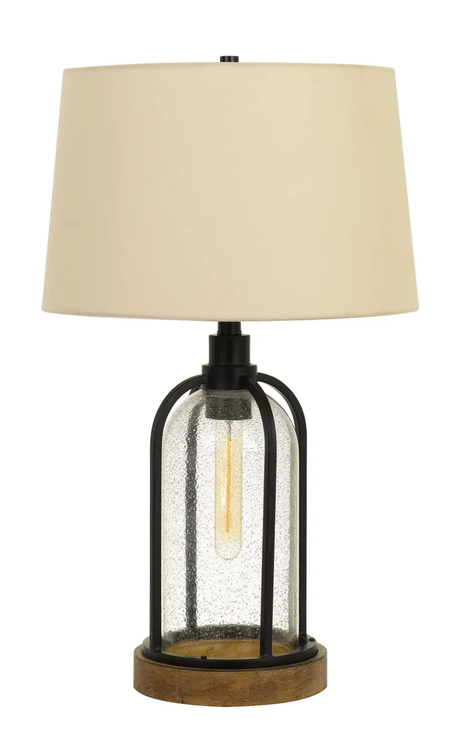 Ciney Two Light Table Lamp in Black/Wood