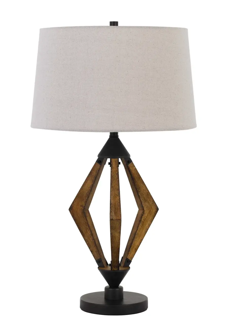 Valence One Light Table Lamp in Black/Wood
