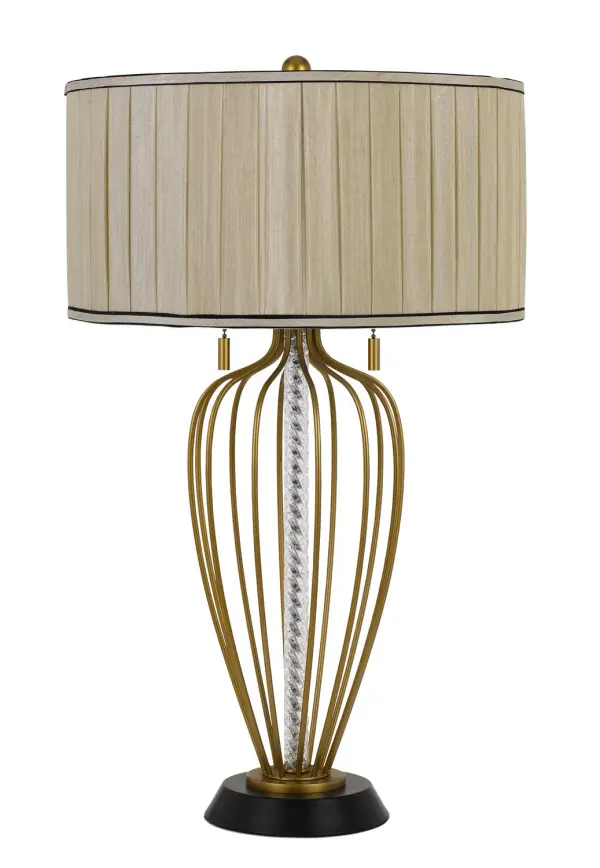LaVal Two Light Table Lamp in Antique Brass/Black