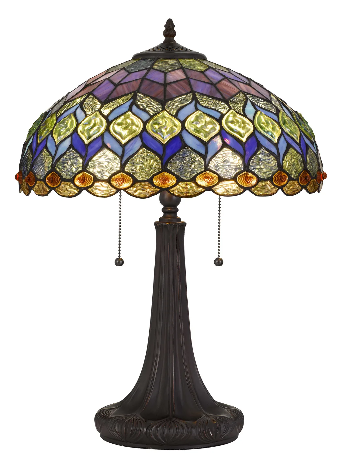 Tiffany Two Light Table Lamp in Dark Bronze