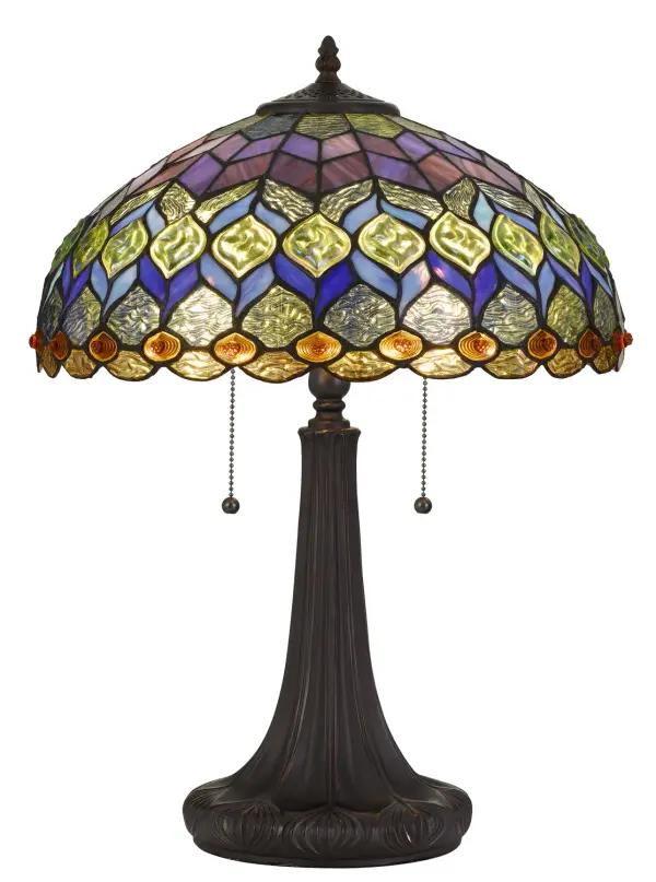 Tiffany Two Light Table Lamp in Dark Bronze