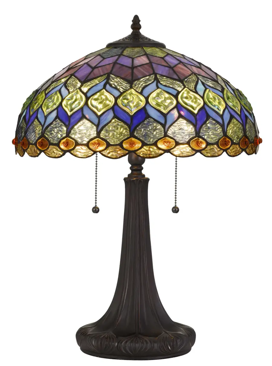 Tiffany Two Light Table Lamp in Dark Bronze