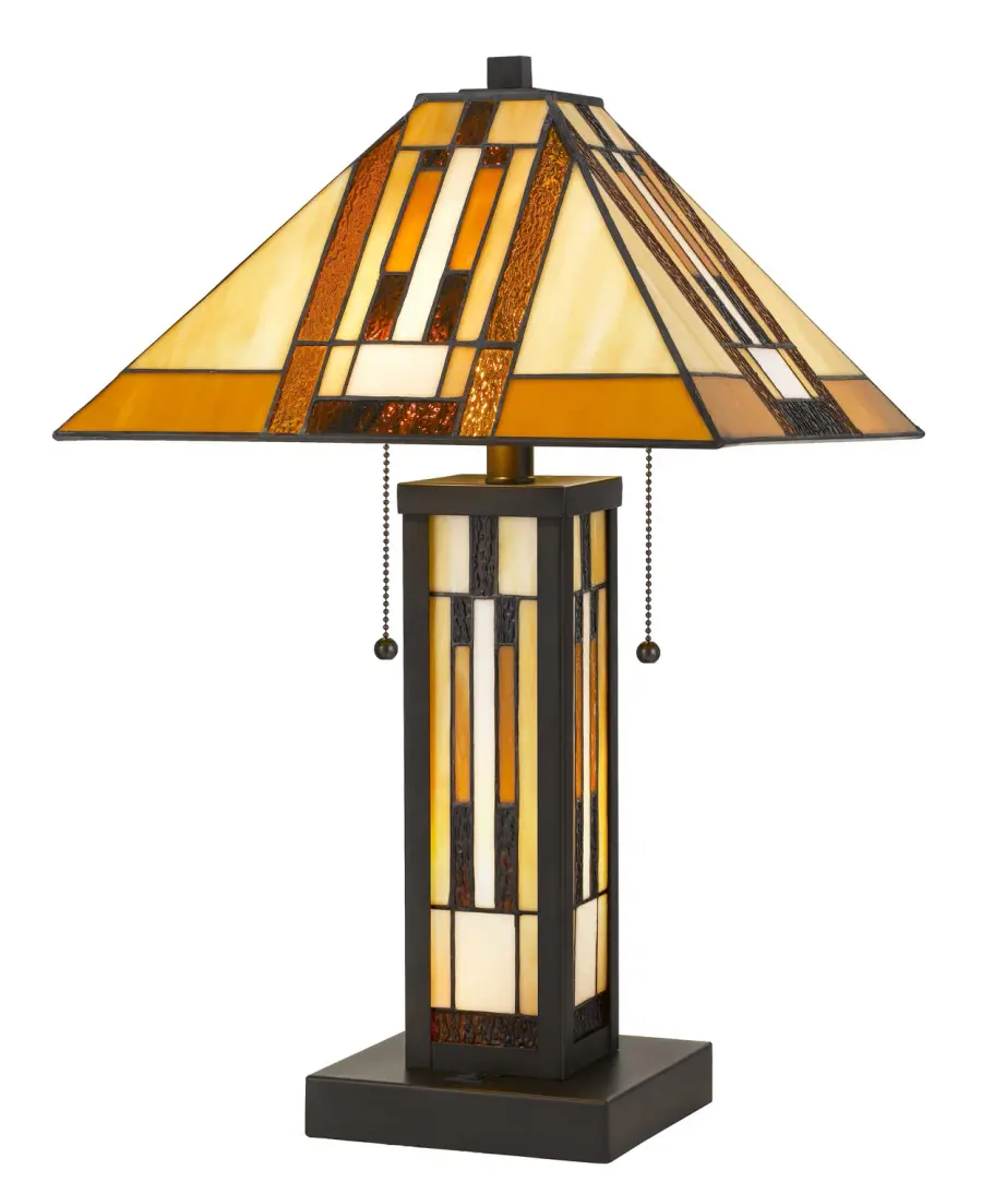 Tiffany Two Light Table Lamp in Dark Bronze