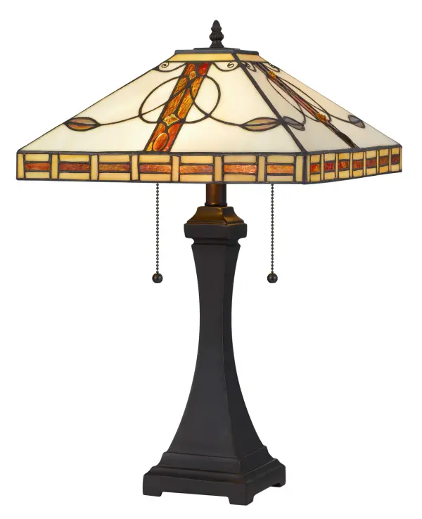 Tiffany Two Light Table Lamp in Dark Bronze